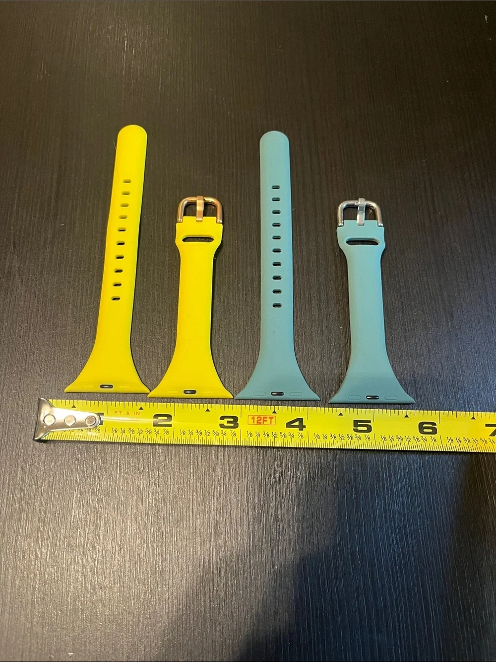 Yellow and Light Teal Silicone Watch Bands – Set of 2 - Fits 38mm and others.